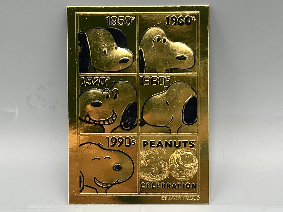 2000 Bleachers Corp. 23kt Gold Foil Snoopy/Peanuts 50th Anniversary Card #/5000 (1 of 2)