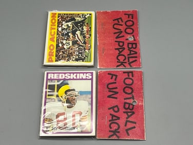 Lot of (2) West Corp. Cello Fun Pack Repack 1972 Topps Football Unopened Packs W/ Roger Staubach In