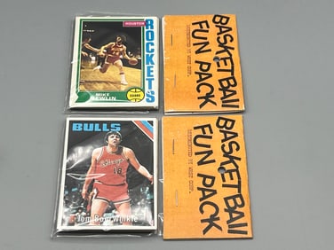 Lot of (2) West Corp. Cello Fun Pack Repack 1974-75 & 1975-76 Topps Basketball Unopened Packs -