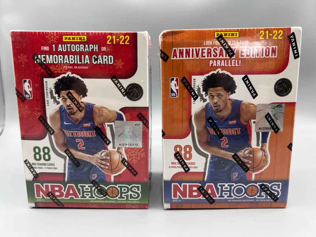 Lot of (2) 2021-22 NBA Hoops Basketball Unopened Blaster Boxes - 1 Box Is Christmas Version (1 of 3)