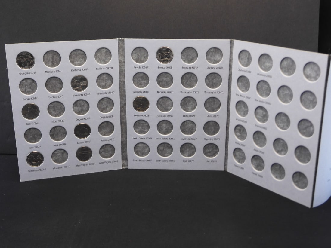 1999-2003 Volume 1 State Quarter Collection Book w/8 BU State Quarters (1 of 4)