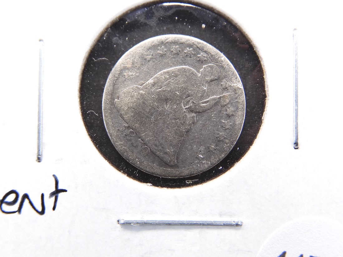 1850 seated Liberty Half Dime, Bent (1 of 3)