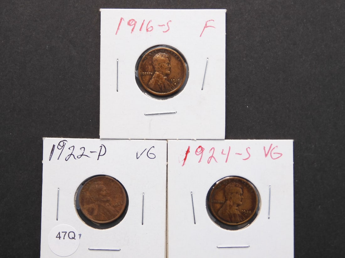 1916-S, 1922-D, 1924-S Semi-Key Lincoln Wheat Cents (1 of 5)