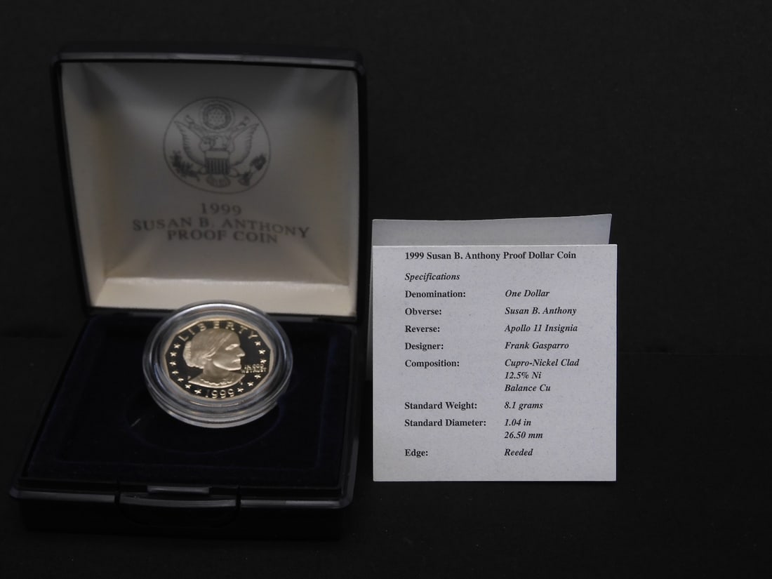 1999-P Susan B Anthony Proof Dollar Coin, US Mint OGP (1 of 5)