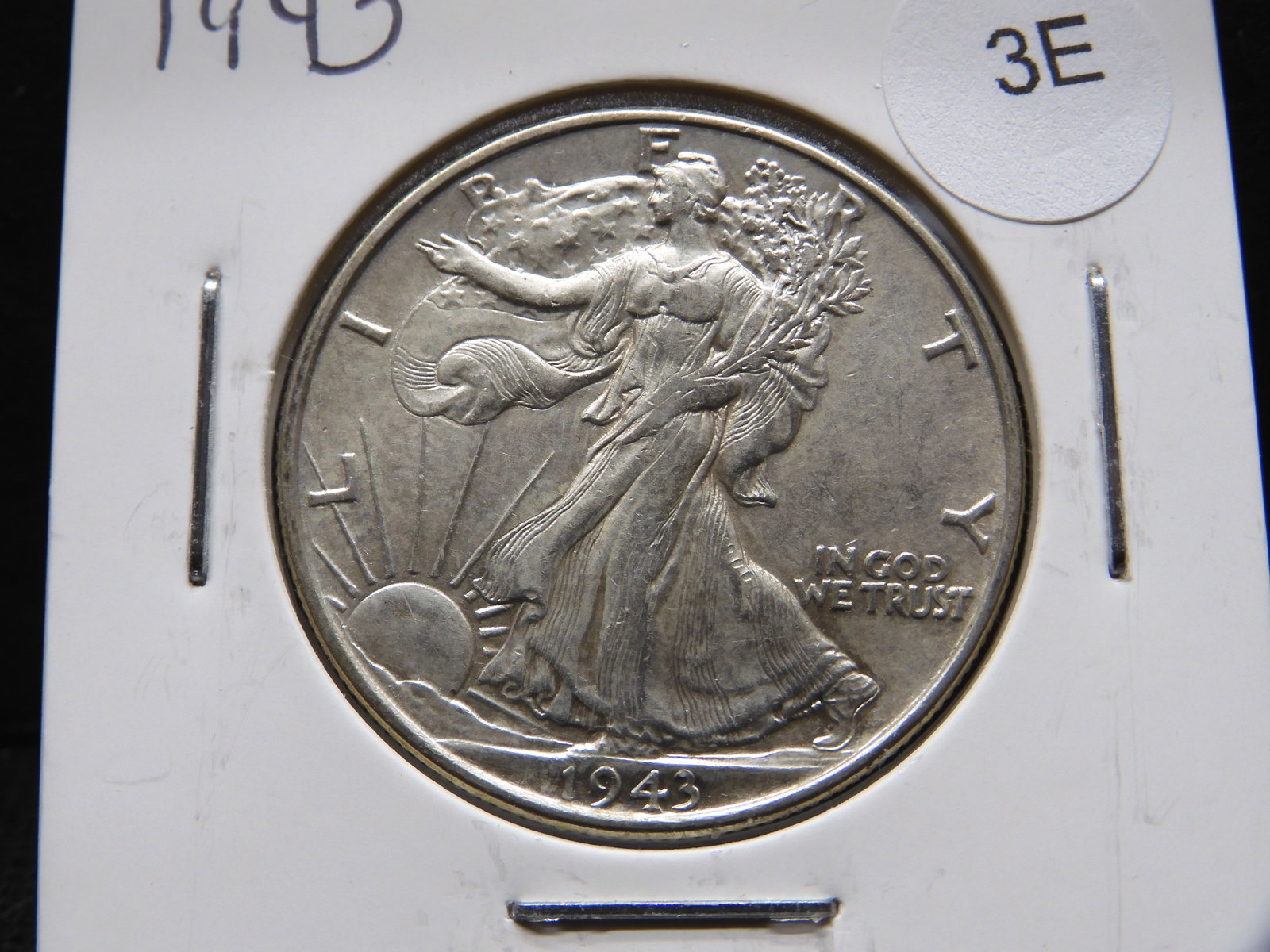1943 Walking Liberty Half Dollar. 90% Silver. AU: 1943 Walking Liberty Half Dollar. 90% Silver. AU