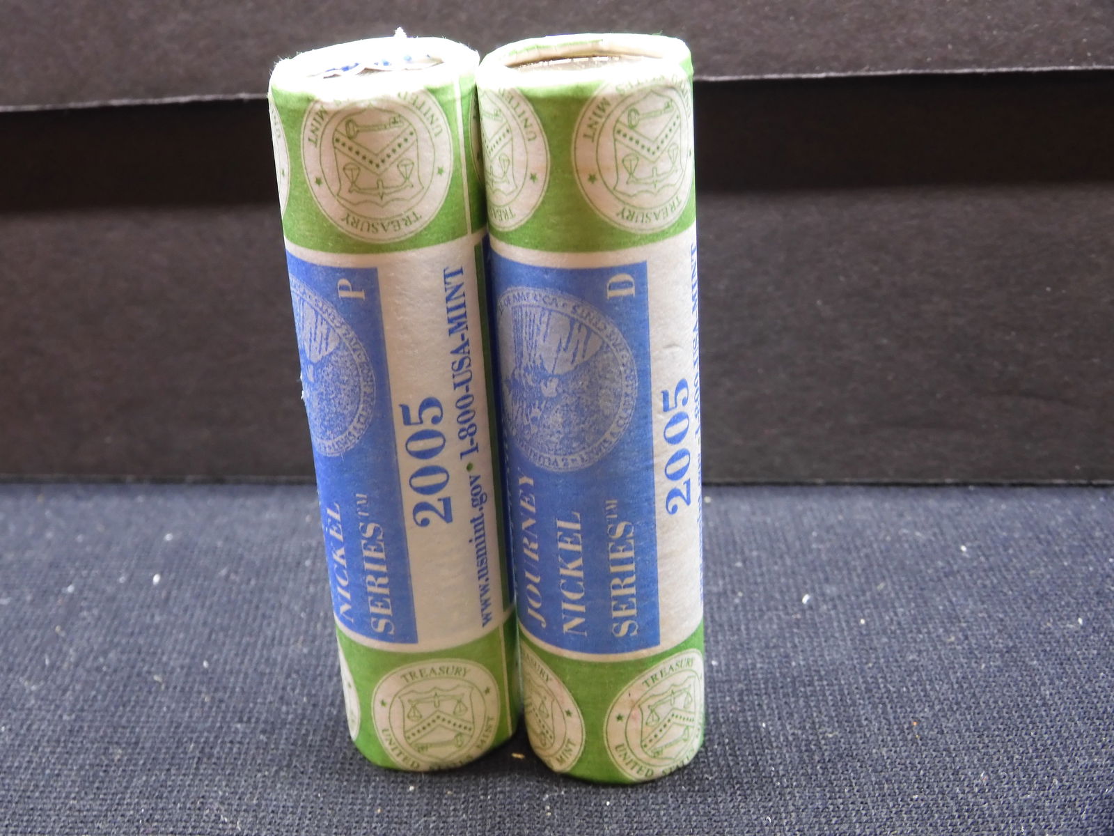 2 Westward Journey Rolls, Jefferson Nickels, in US Mint fancy wrap: 2005 P/D Ocean View (1 of 3)