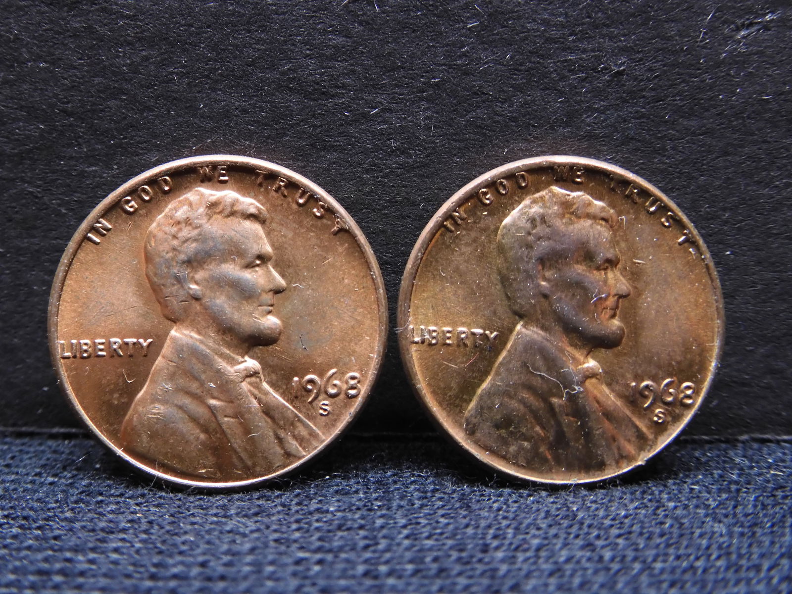 1968-S No VDB + 1968-S Double Date North Lincoln Memorial Cents (1 of 4)