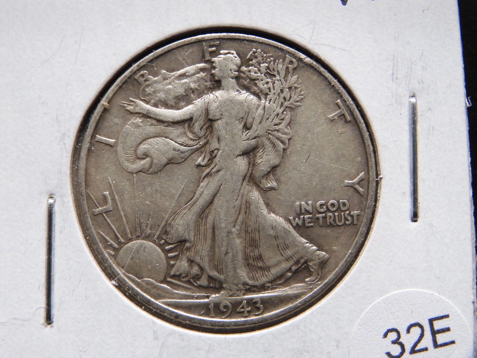 1943 Walking Liberty Half Dollar. 90% Silver. VF: 1943 Walking Liberty Half Dollar. 90% Silver. VF