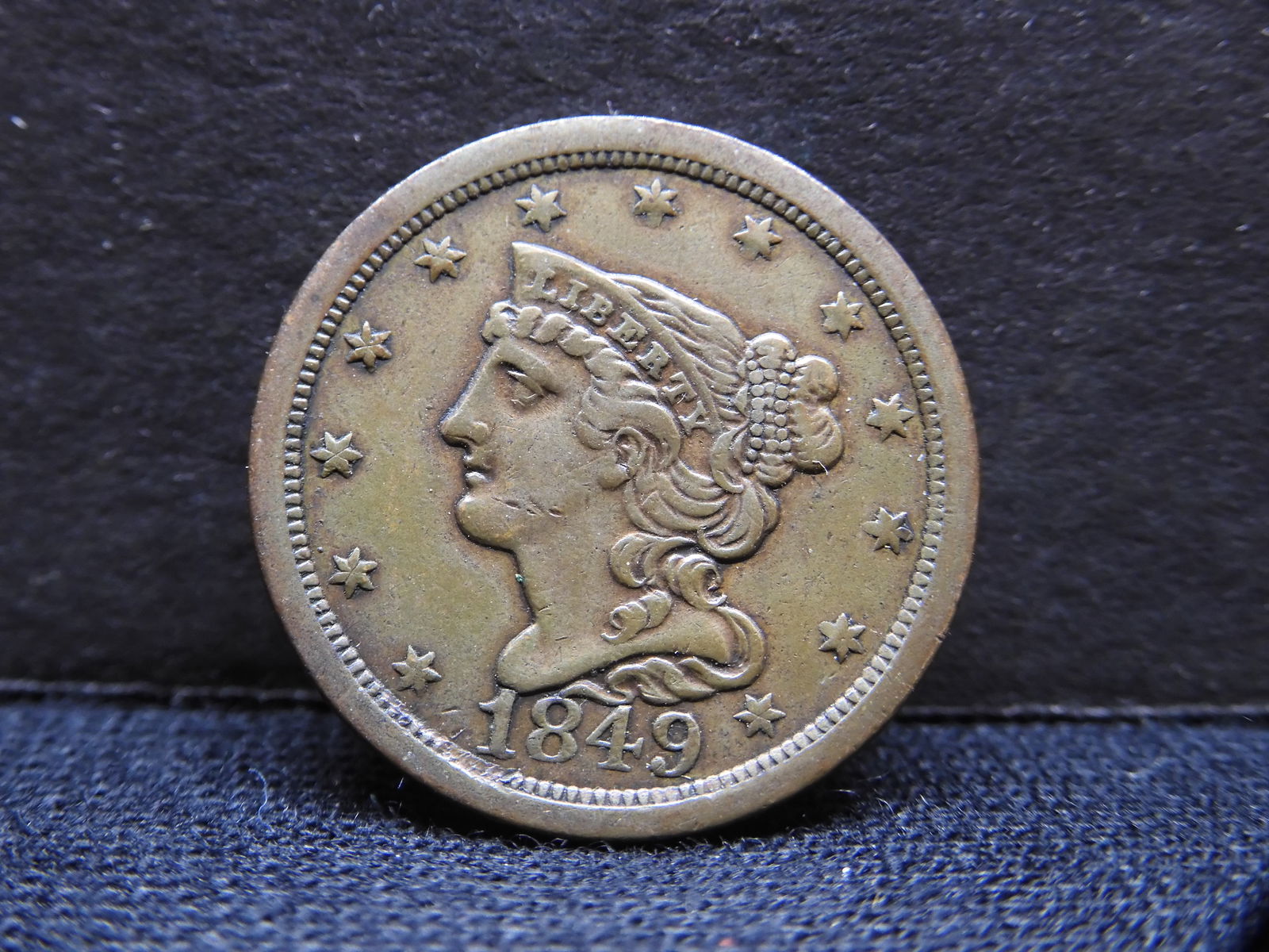 1849 US Half Cent. Much better date and hard to find. XF. (1 of 3)