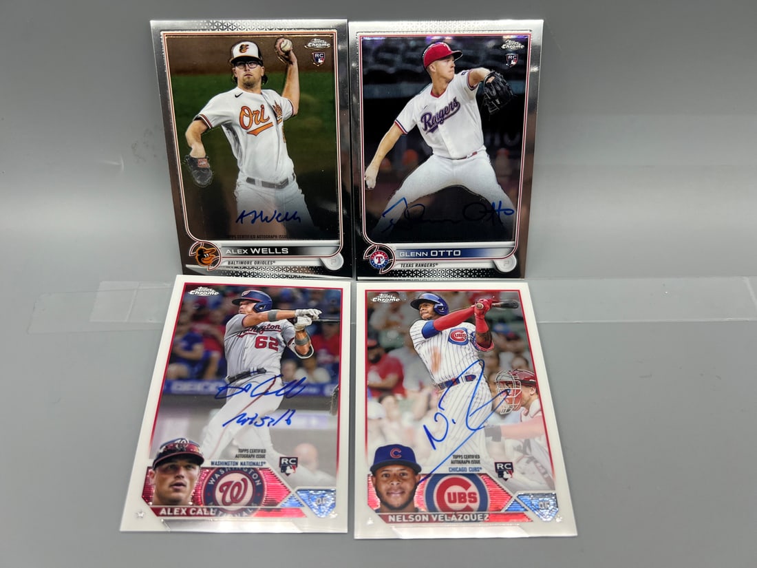 Lot of (4) Assorted Topps Chrome Baseball RC Auto Cards - Varying Conditions (1 of 2)