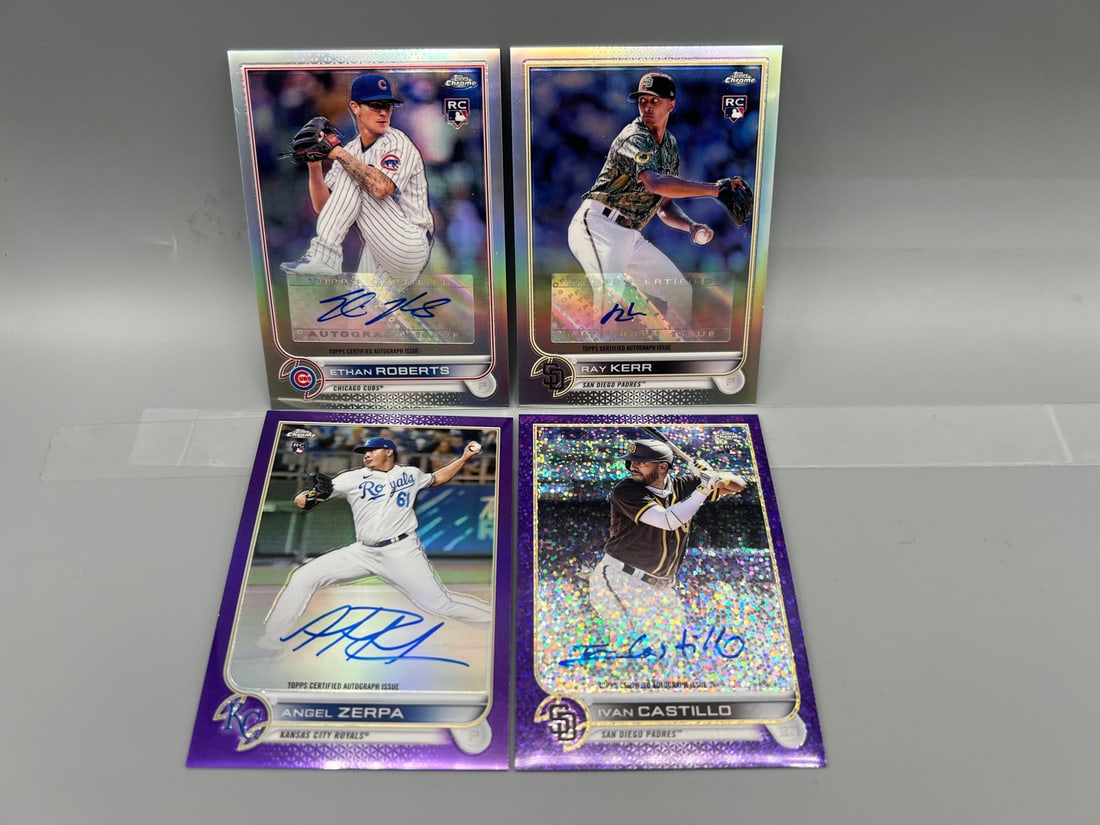 Lot of (4) Assorted Topps Chrome Baseball RC Auto Cards - Varying Conditions (1 of 2)
