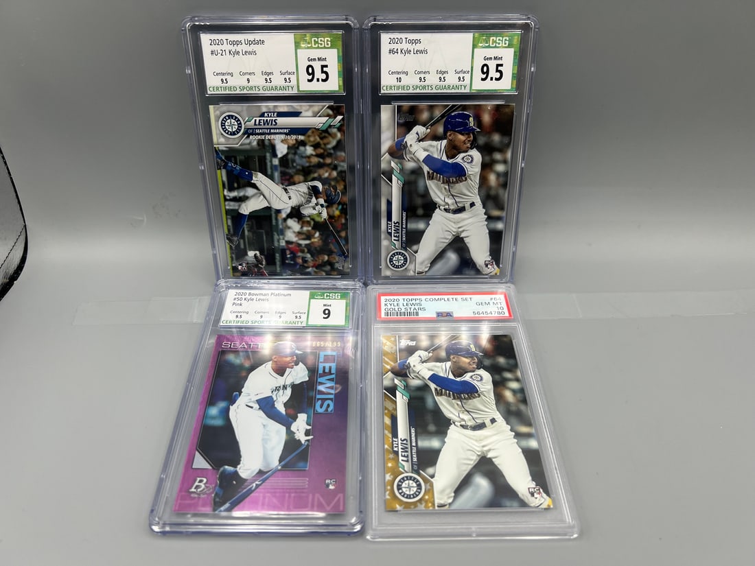 Lot of (4) Assorted Kyle Lewis PSA & CSG Graded Baseball Rookie Cards (1 of 2)