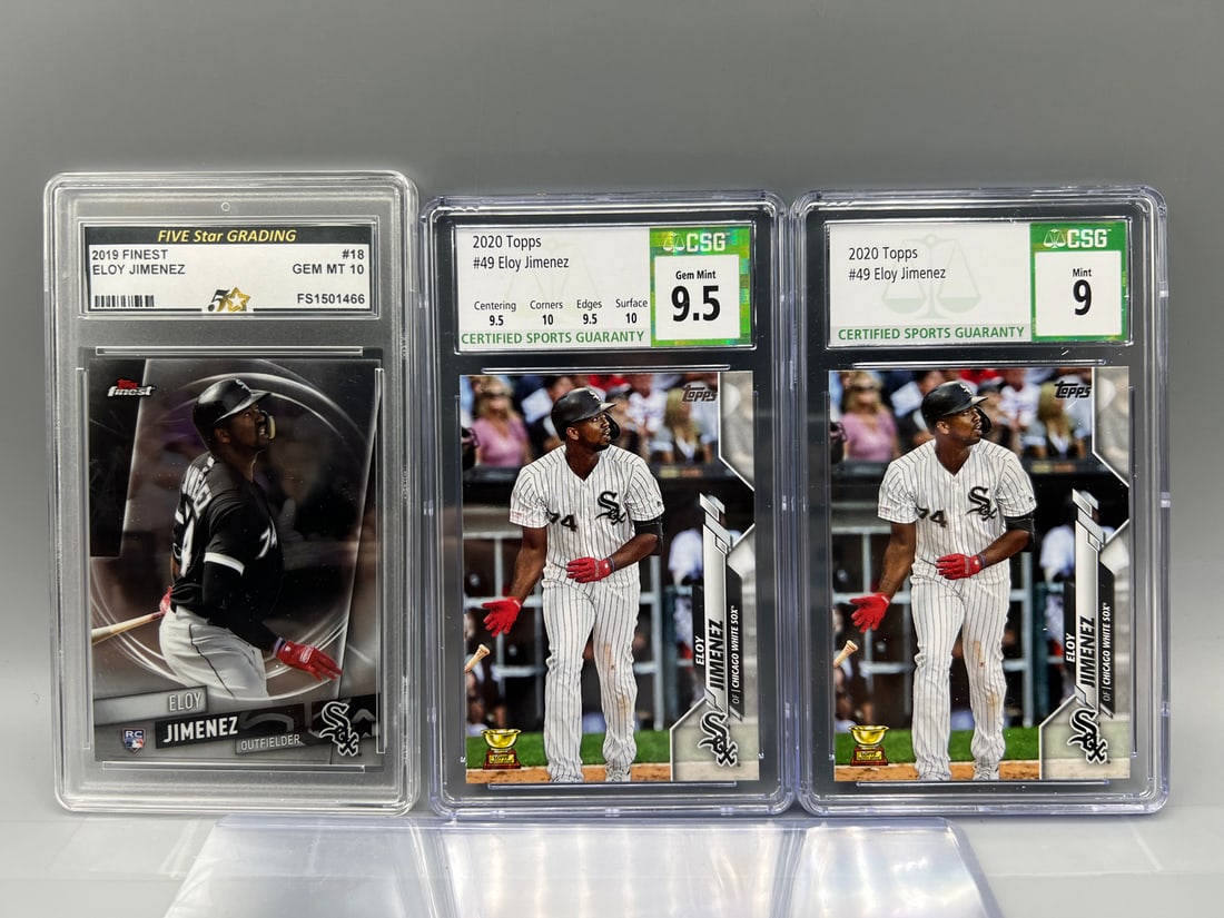Lot of (3) Assorted Eloy Jimenez CSG & Five Star Graded Baseball Rookie Cards (1 of 2)