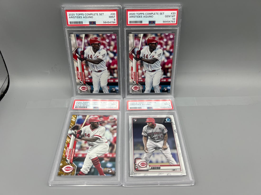 Lot of (4) Assorted Aristides Aquino PSA Graded Baseball Rookie Cards (1 of 2)