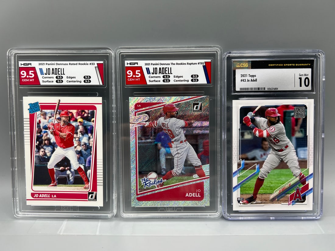 Lot of (3) Assorted Jo Adell HGA & CSG Graded Baseball Rookie Cards: Lot of (3) Assorted Jo Adell HGA & CSG Graded Baseball Rookie Cards