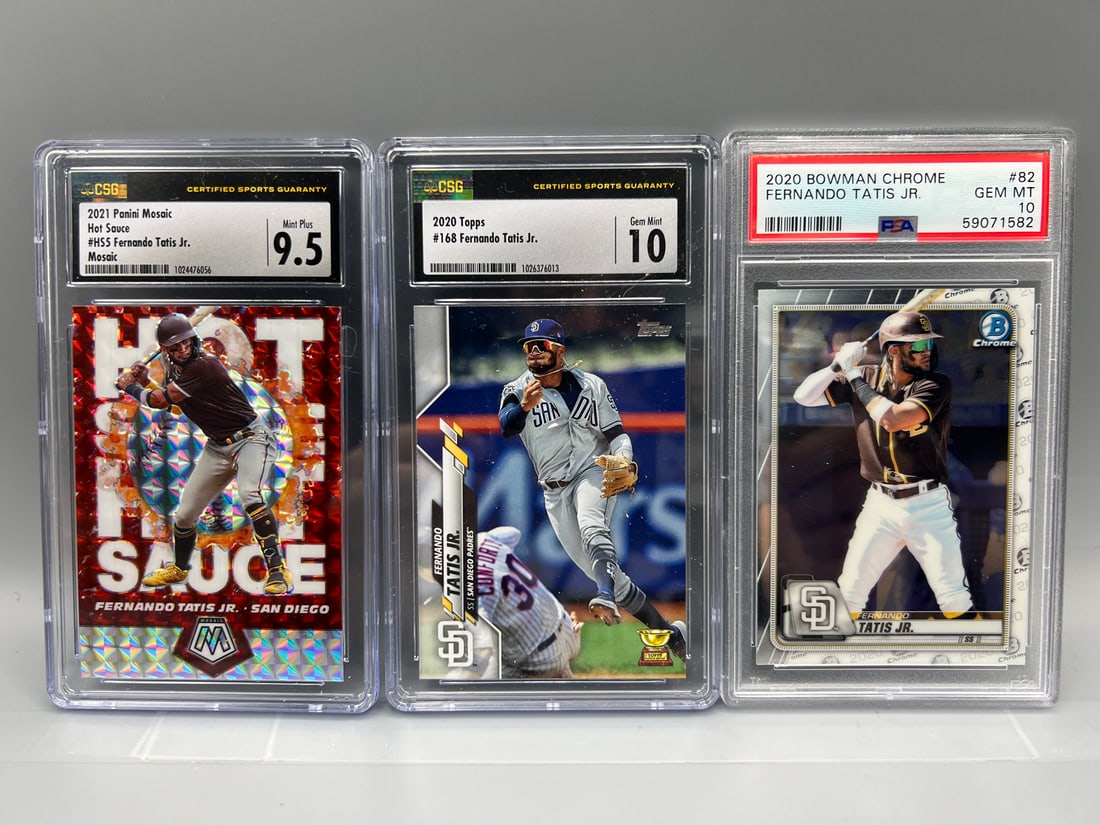 Lot of (3) Assorted Fernando Tatis Jr. PSA & CSG Graded Baseball Cards (1 of 2)