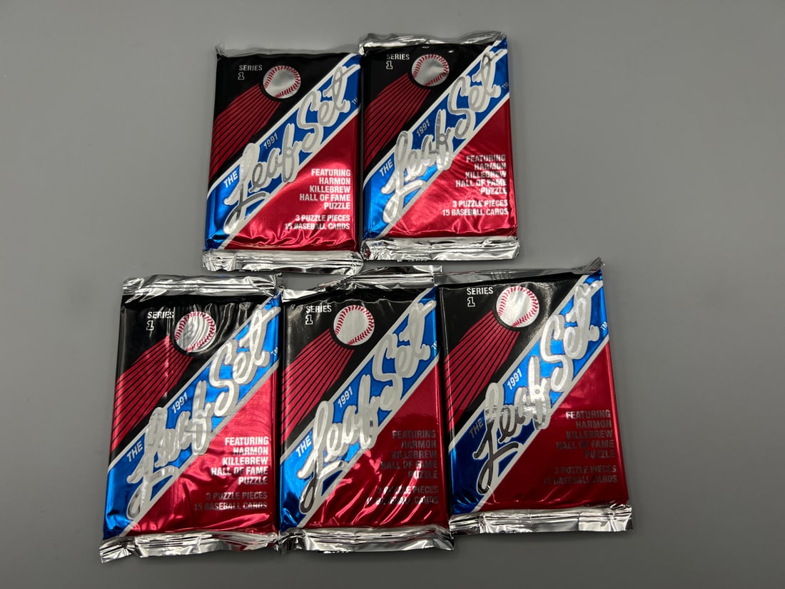 Lot of (5) 1991 Leaf Series 1 Baseball Unopened Wax Packs (1 of 2)