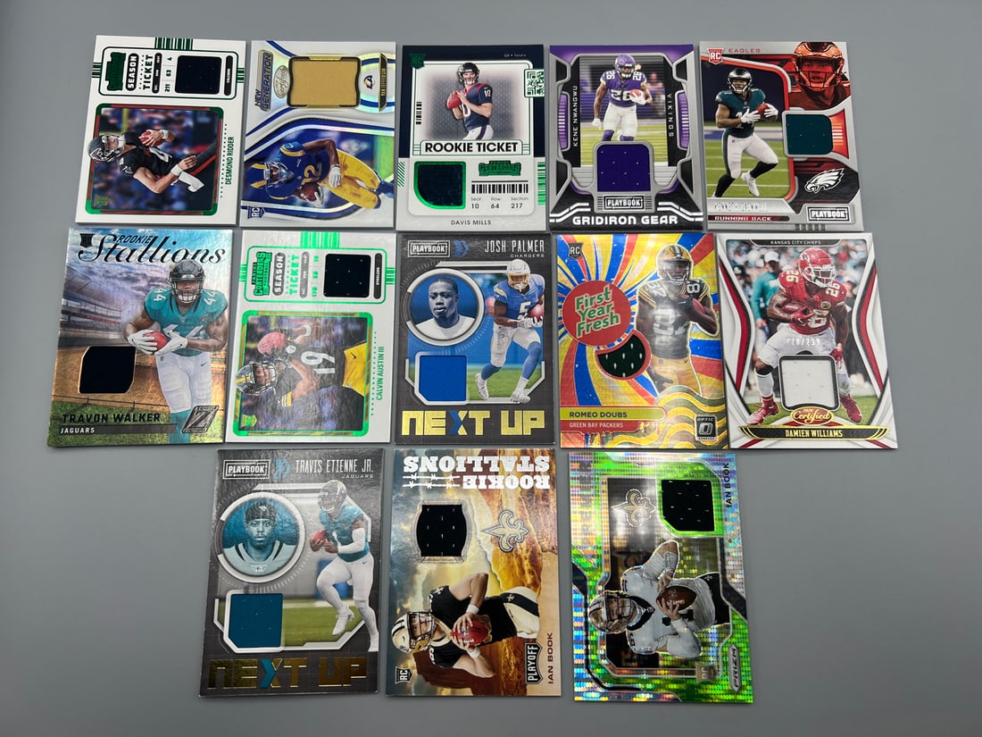 Lot of (13) Assorted Football Jersey Relic Cards - Varying Conditions (1 of 2)