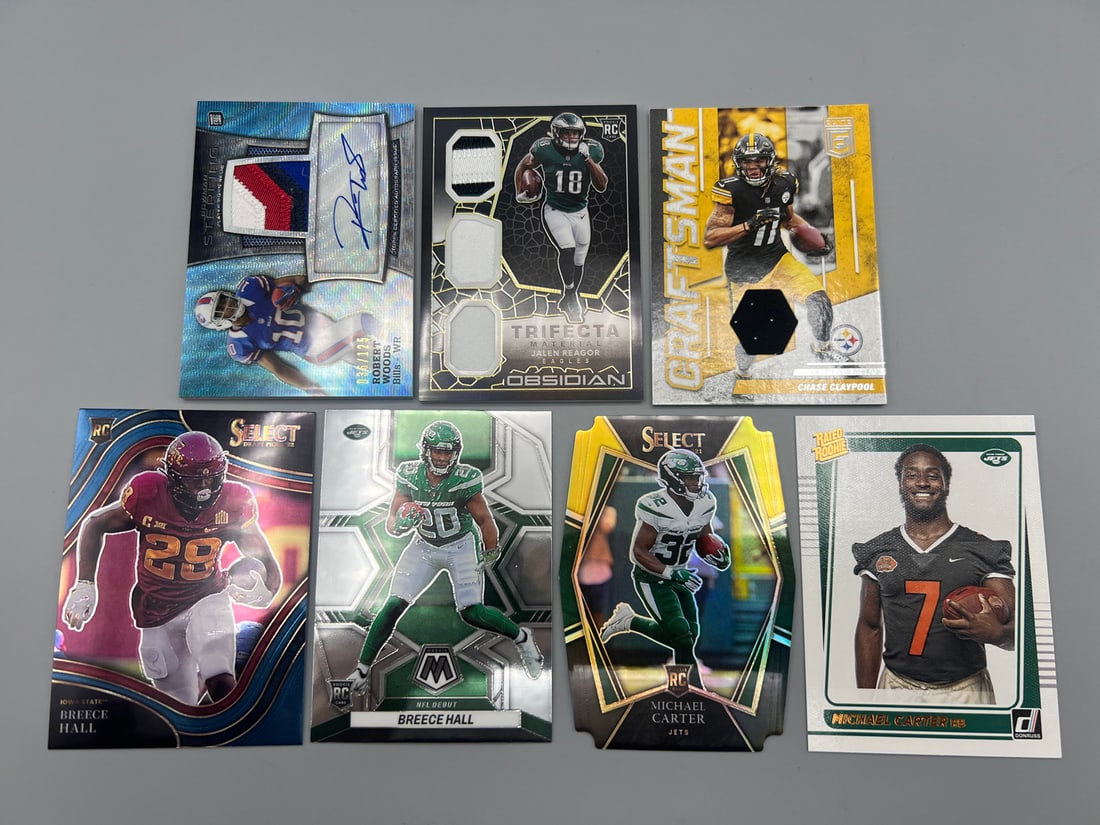 Lot of (7) Assorted Football Rookie & Jersey/Auto Cards - Varying Conditions (1 of 2)