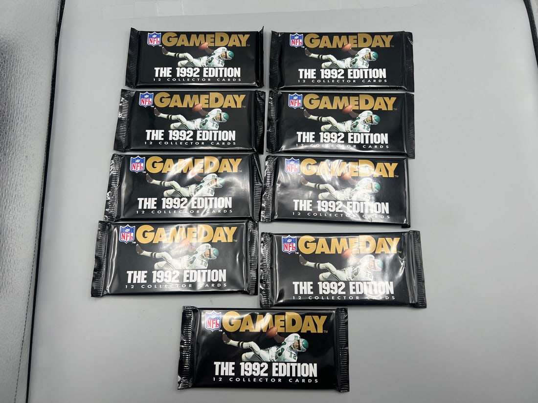 Lot of (9) 1992 Gameday Football Unopened Wax Packs (1 of 2)