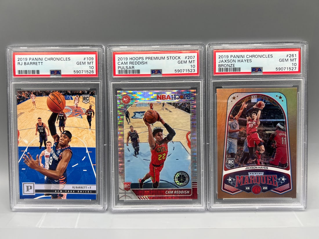 Lot of (3) Assorted PSA Graded 10's Basketball Rookie Cards - RJ Barrett, Cam Reddish, Jaxson Hayes (1 of 2)