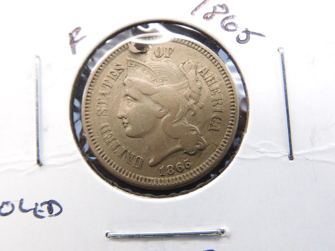 1865 Nickel Three Cent Piece  Holed (1 of 3)