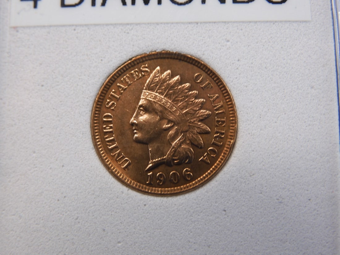 1906 Indian Head Penny, 4 Diamonds (1 of 3)
