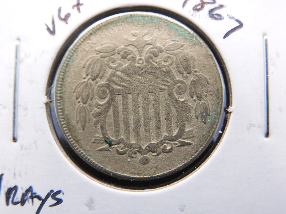 1867 w/Rays Shield Nickel - Full Motto (1 of 3)