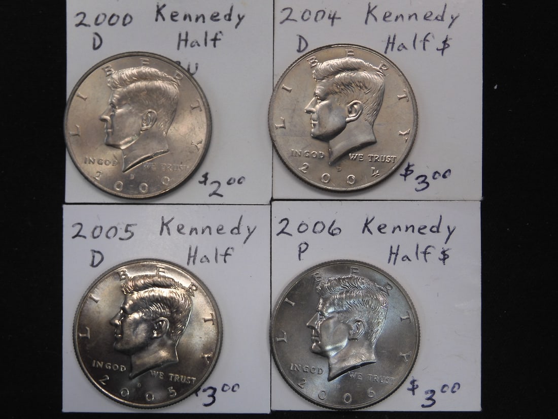 2000-D, 2004-D, 2005-D, 2006-P Clad Kennedy Half Dollars (1 of 3)