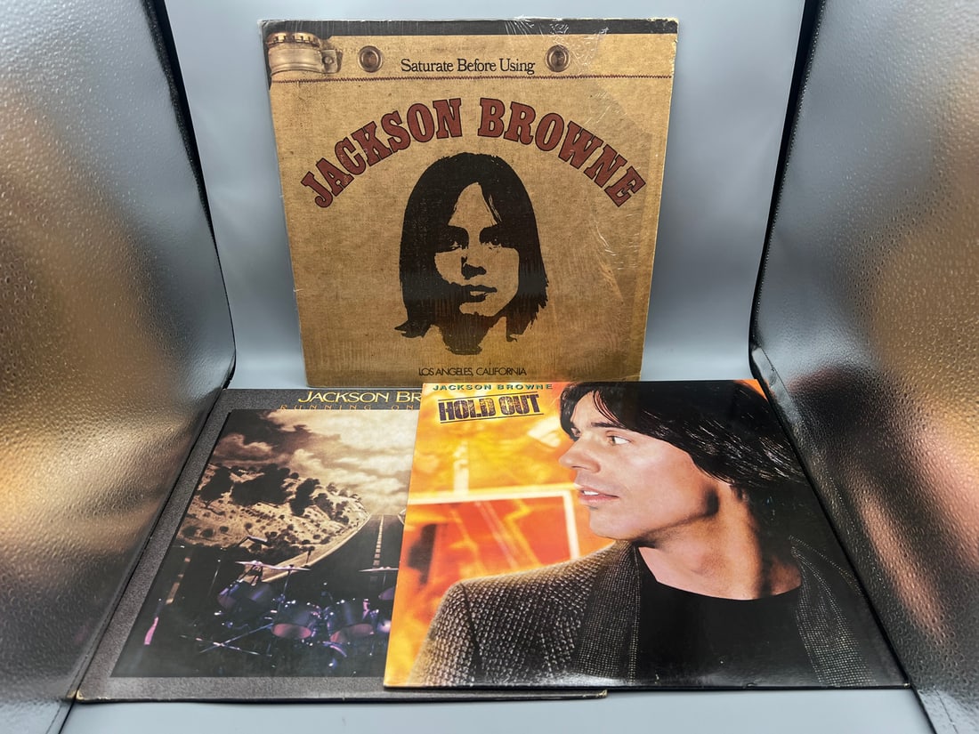 Jackson Browne (3 LP Lot): Jackson Browne - self-titled (1972), textured cover; Running on Empty (1 of 10)