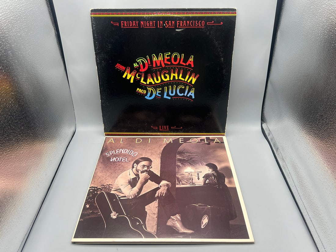 Al Di Meola (2 LP Lot): Splendido Hotel (1980), gatefold, 2 LPs; and  Friday Night in San Francisco (1 of 8)