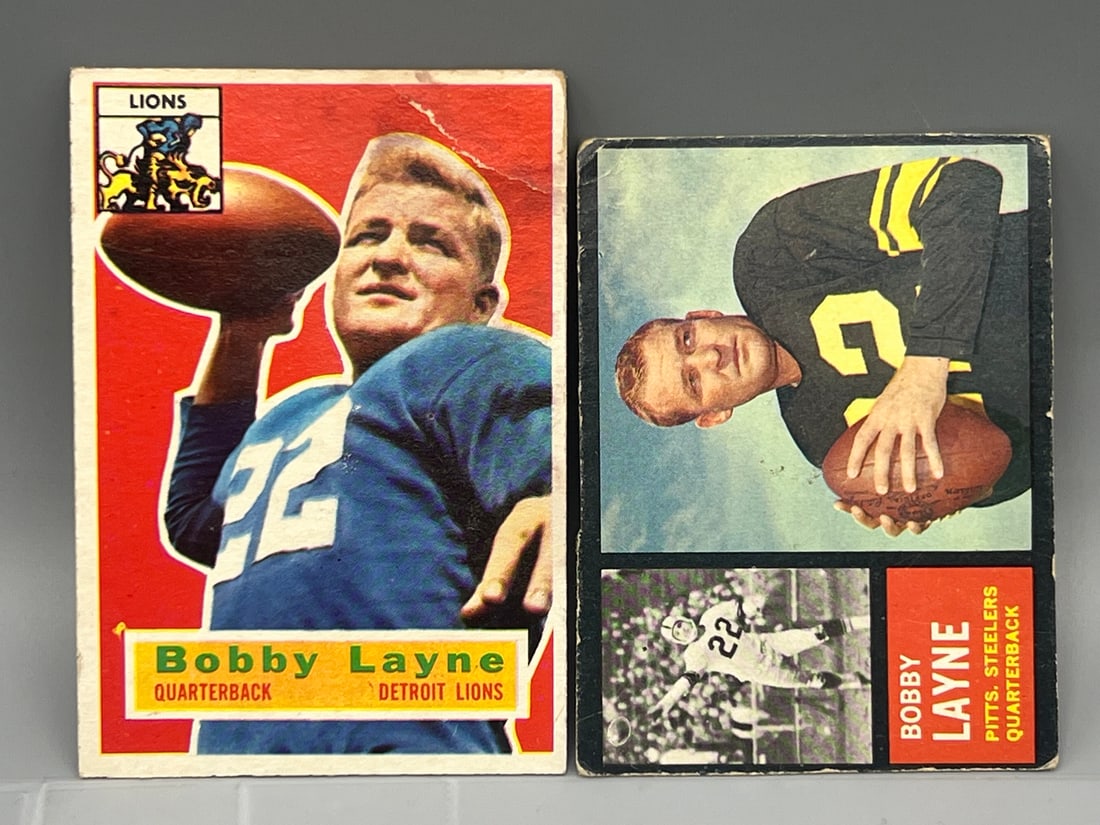 1956 Topps Bobby Layne #116 & 1962 Topps Bobby Layne #127 (1 of 2)