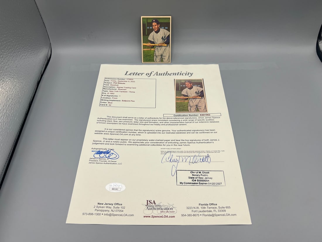 1952 Bowman Phil Rizzuto Autographed Card #52 W/ JSA Full Letter of Authenticity (1 of 5)