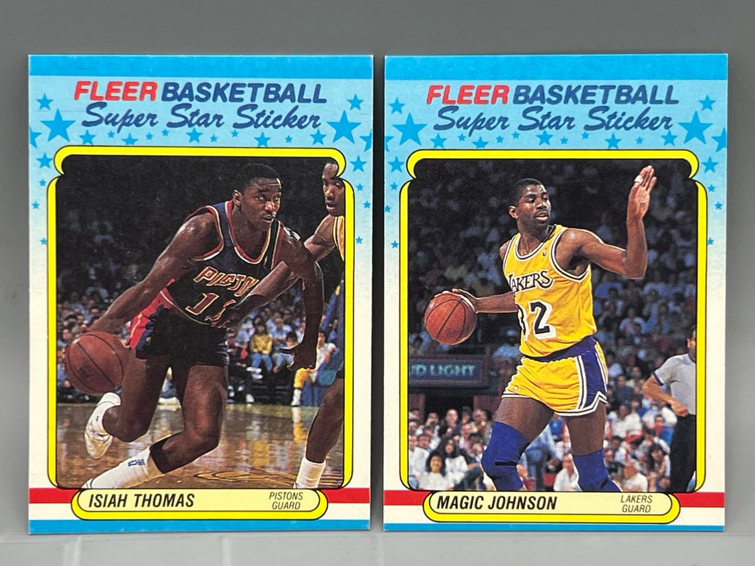 1988 Fleer Basketball Stickers (lot of 2) Magic Johnson, Isiah Thomas (1 of 2)