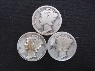 1919-P+D+S Silver Mercury Dimes
