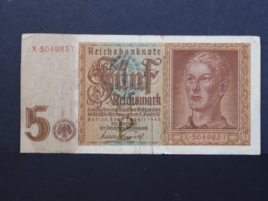 1942 German 5 Reichsmark Note