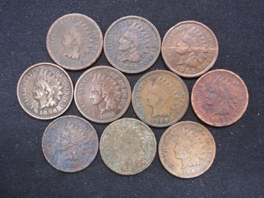 10 Assorted Indian Head Cents