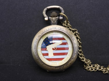 2nd Amendment US Flag Pocket Watch, Working