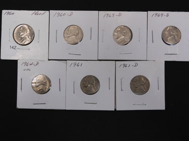 1960 (PR), 60-D, 61-P, 61-D, 64-D, 69-D, 69-S Jefferson Nickels