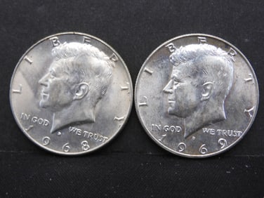 1968-D + 1969-D 40% Silver Kennedy Half Dollars