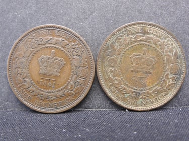 2 Rare 1861 New Brunswick Pennies