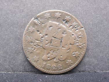 1822 Coronet Head Large Cent, slight damage