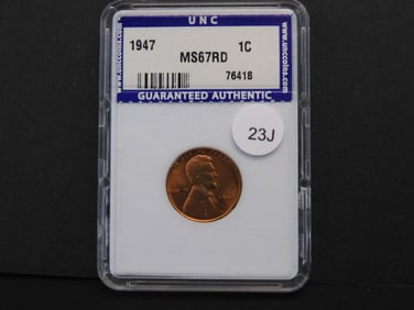 1947 Lincoln Wheat Cent UNC Slabbed MS67RD