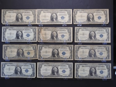 12 Assorted $1 Silver Certificates