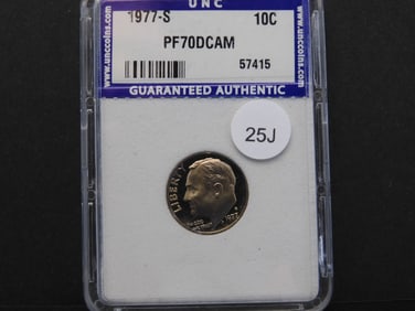 1977-S Roosevelt Dime UNC Slabbed PF70DCAM