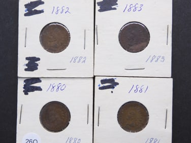 1880, 1881, 1882, 1883 Indian Head Cents