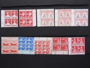 10 Airmail Plate Block Stamps- Mint, Never Hinged