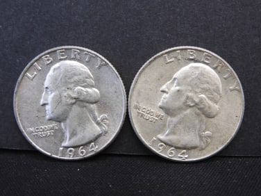 2 1964-P 90% Silver Washington Quarters