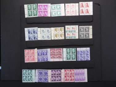 20 Plate Block Stamps- Mint, Never Hinged