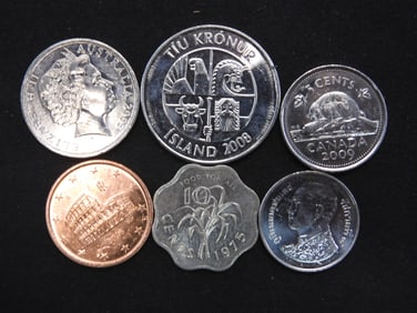 6 Beautiful Proof World Coins, Great Mirrors